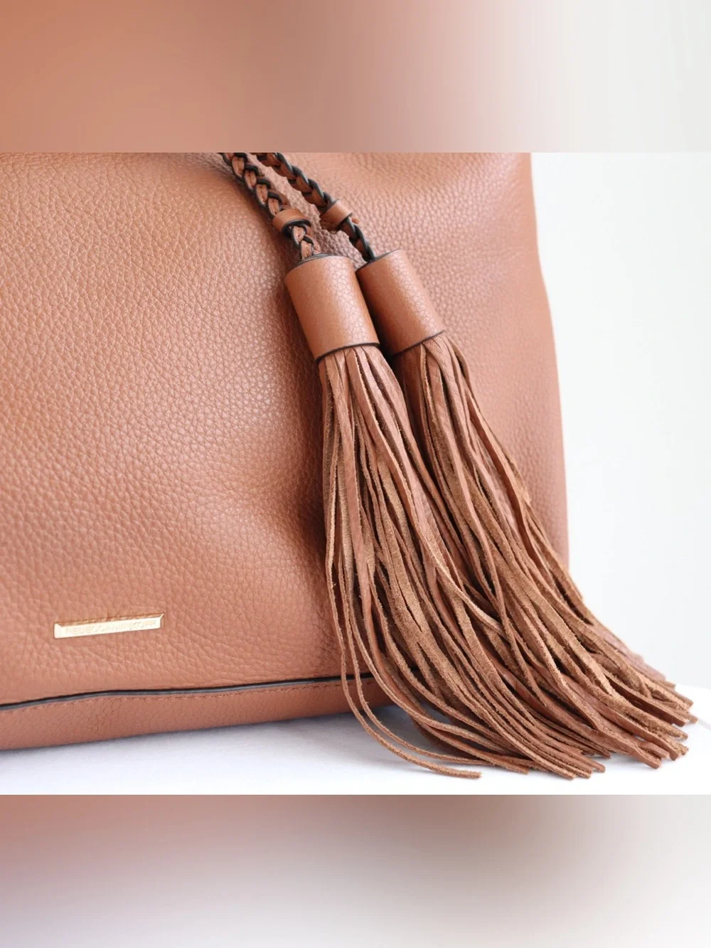 Rebecca Minkoff Isobel Large Brown Soft Leather Shoulder Hobo Bag Tassel Accent
